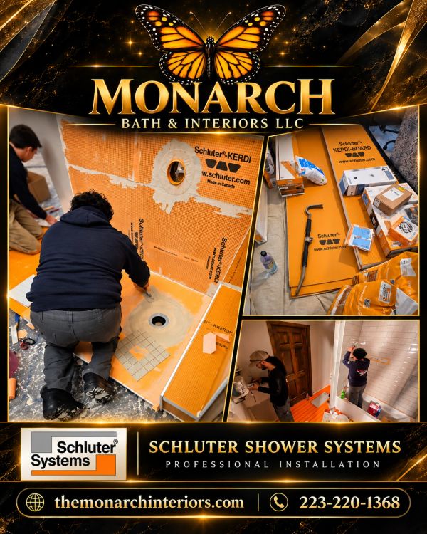 Monarch Bath & Interiors installs Schluter shower systems professionally.