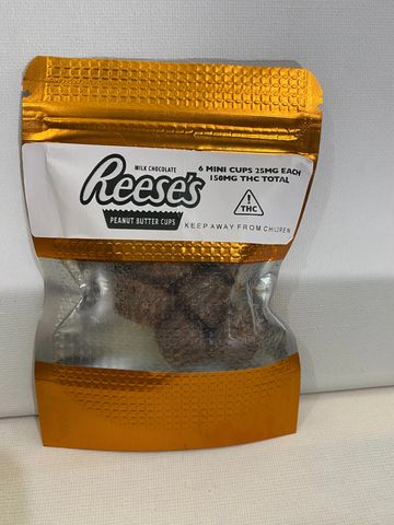 mini reeses 25 mg per candy 
150 mg per bag