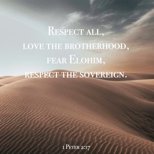 1 Peter, respect, love, brotherhood, fear, Elohim, respect, sovereign, Scripture, Bible, Yahusha,
