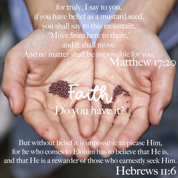 Matthew, Hebrews, scripture, faith, mustard seed, believe, mountains, possible, Elohim, Yahuah, seek