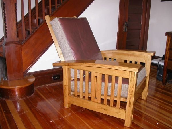 Hand crafted Morris chair constructed with the use of mortice and tenons.