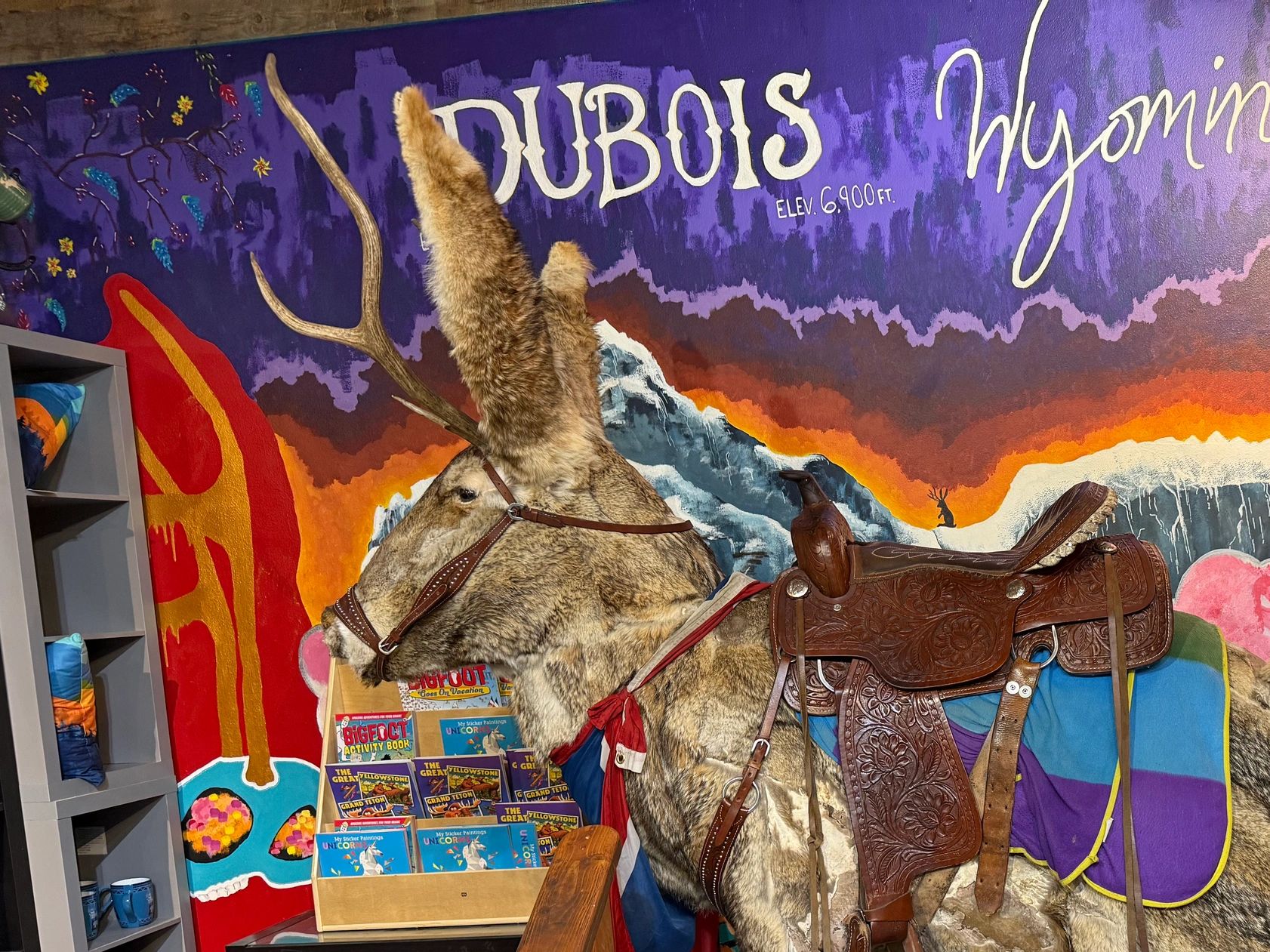 Dubois, WY. Inauthentic jackalope statue fur covered and ready to mount.