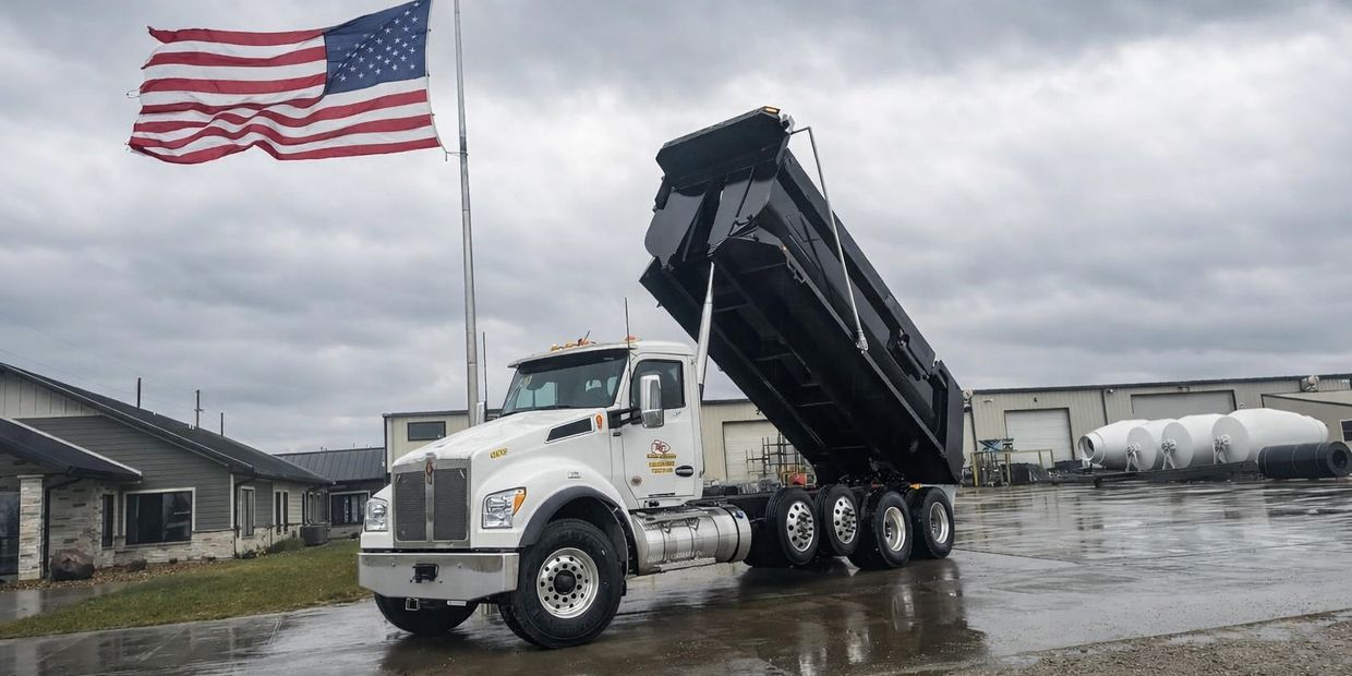 USA-made dump truck body built for tough industrial hauling.