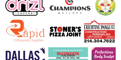 A collage of diverse business logos including food, beauty, construction, and education.