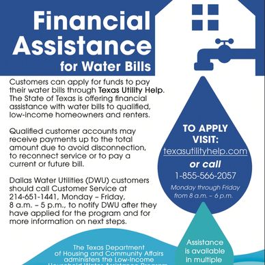 Information about financial assistance for water bills through Texas Utility Help.