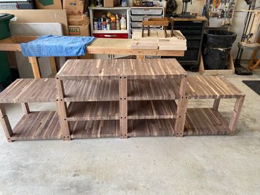 Walnut on walnut. LP stands to the sides, components in the center.