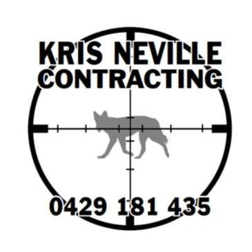 Logo of Kris Neville Contracting with a wolf in crosshairs and contact number.