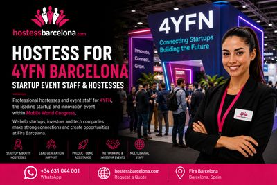 Professional hostesses at 4YFN Barcelona startup event with Mobile World Congress.