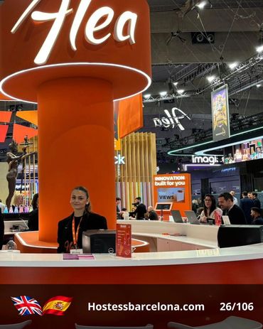 Exhibition hostess assisting brands during high-traffic trade fairs.