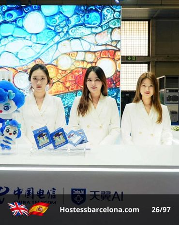 Event hostess assisting with registration, guidance, and hospitality.