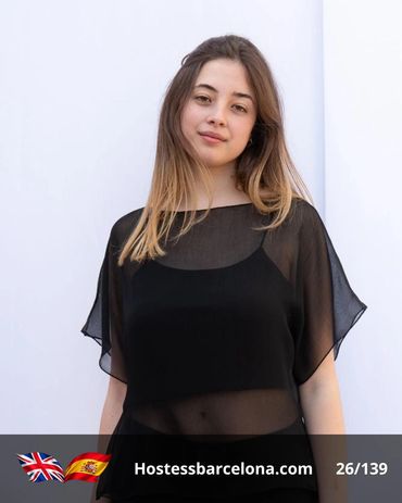 Corporate hostess representing brands at an international fair in Barcelona