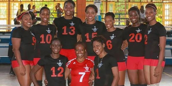 Photo of Aiko with her club volleyball team in 2018.