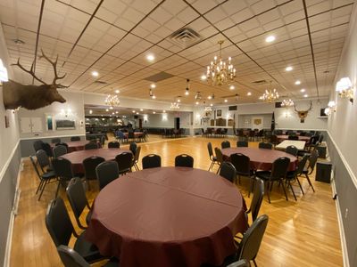 Newly renovated banquet hall can accommodate events up to 190 people.