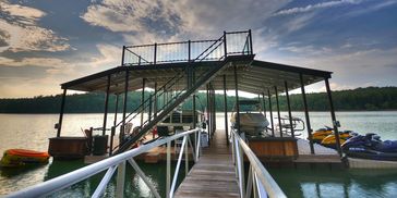 Floating boat dock.  Lake lifestyle