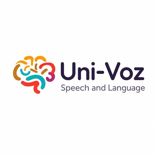 Colorful brain logo with Uni-Voz speech and language text.