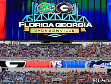 Football game announcement between Florida Gators and Georgia Bulldogs in Jacksonville.