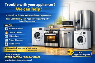 Ad for DOOFIX Appliance Engineers, offering local appliance repairs in Wallington.