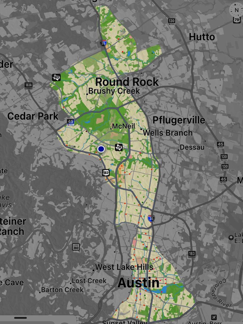 Map of service Austin