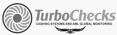 Logo of TurboChecks with a circular swirl design and tagline.