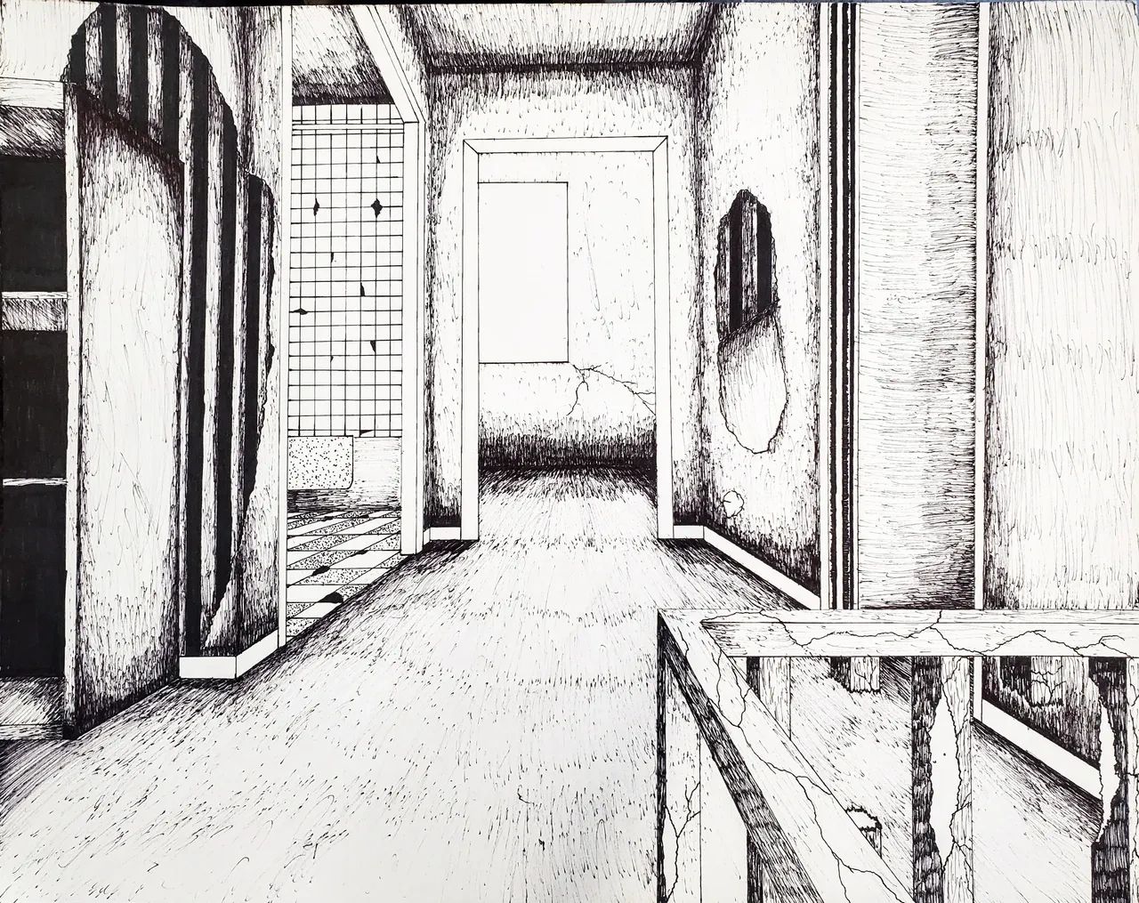 Abandonment

Graphite on Bristol Board

19in x 15in

2023

A depiction of the upstairs hallway of my