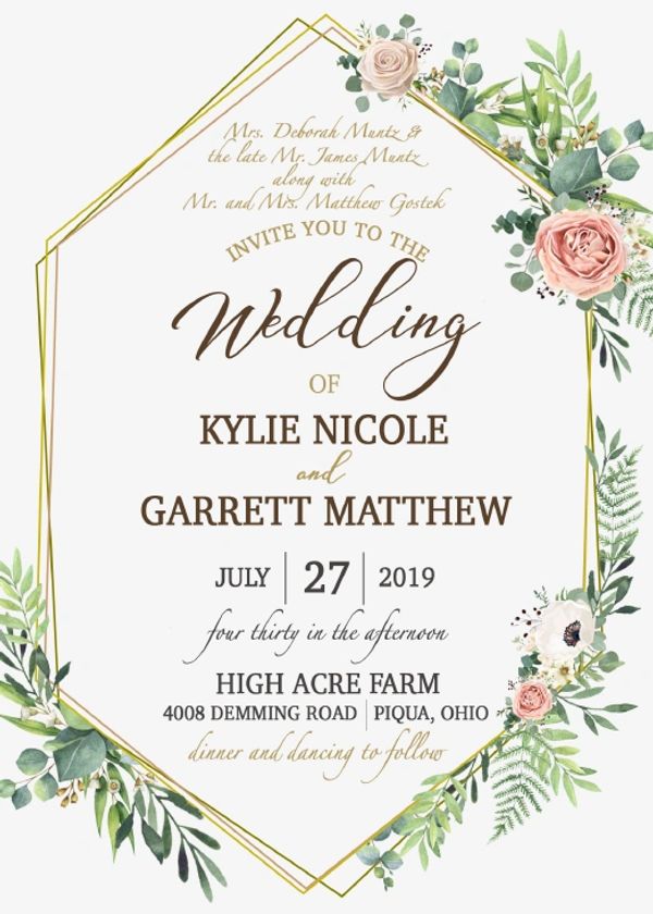 Wedding invitation with greenery