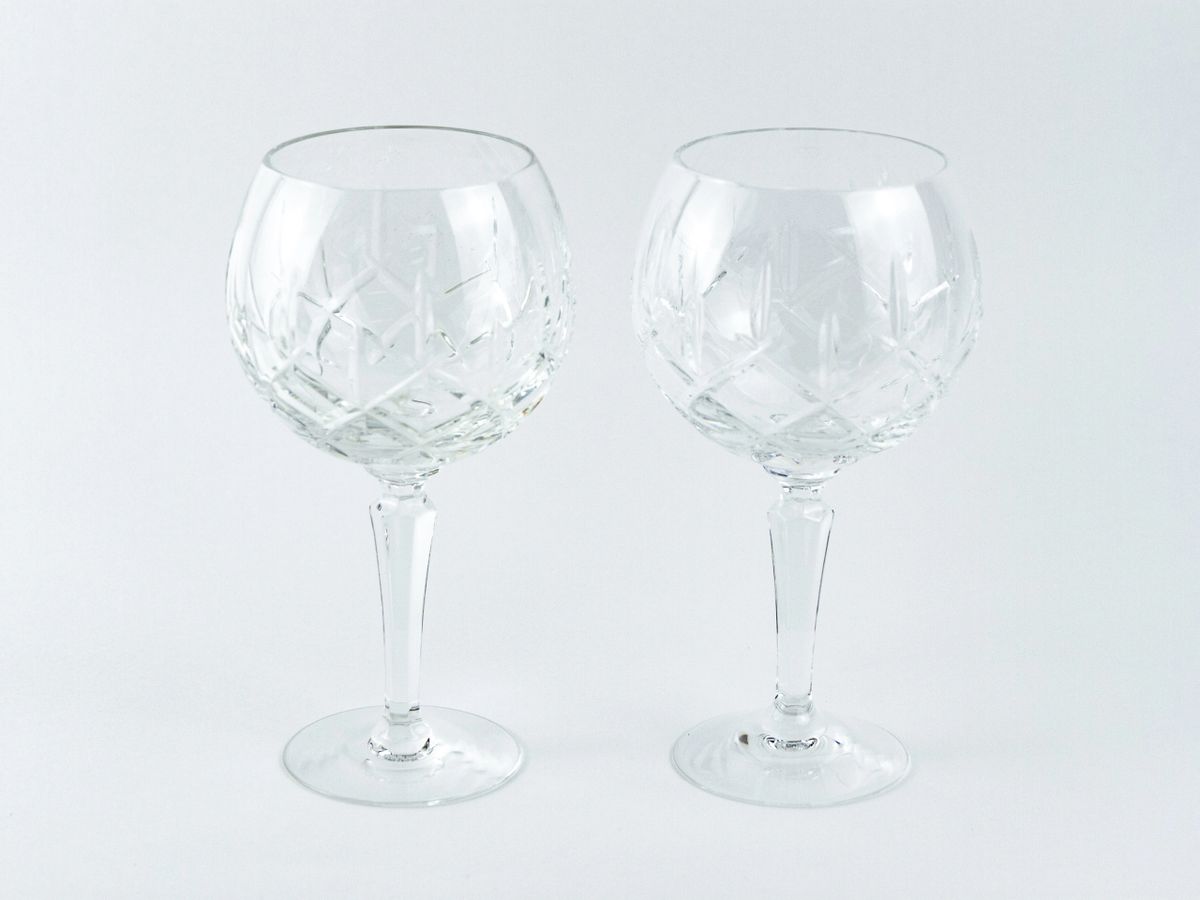 Pair of Elegant Crystal Balloon Wine Glasses, "Lady Anne" Design by Gorham