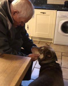 Julie with her foster granddad