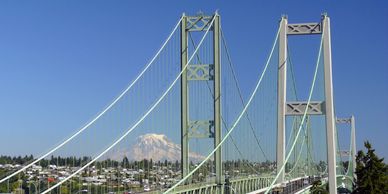 Narrows Bridge leading to Tacoma, Puyallup, Lakewood, University Place, and more.