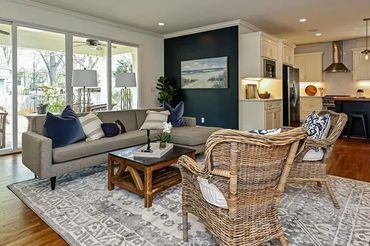 Hardwood floors throughout the living area and kitchen.