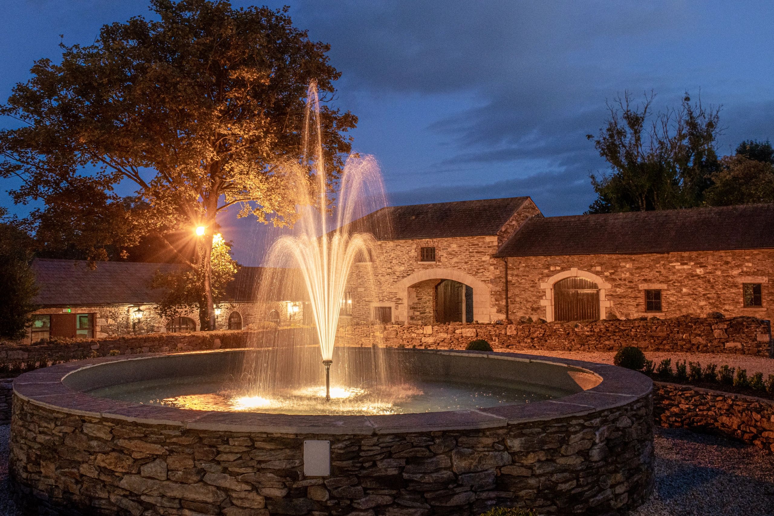Courtyard Fountain at Night