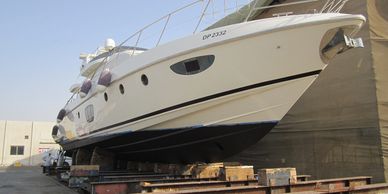 Yacht with completed antifouling coating for improved performance