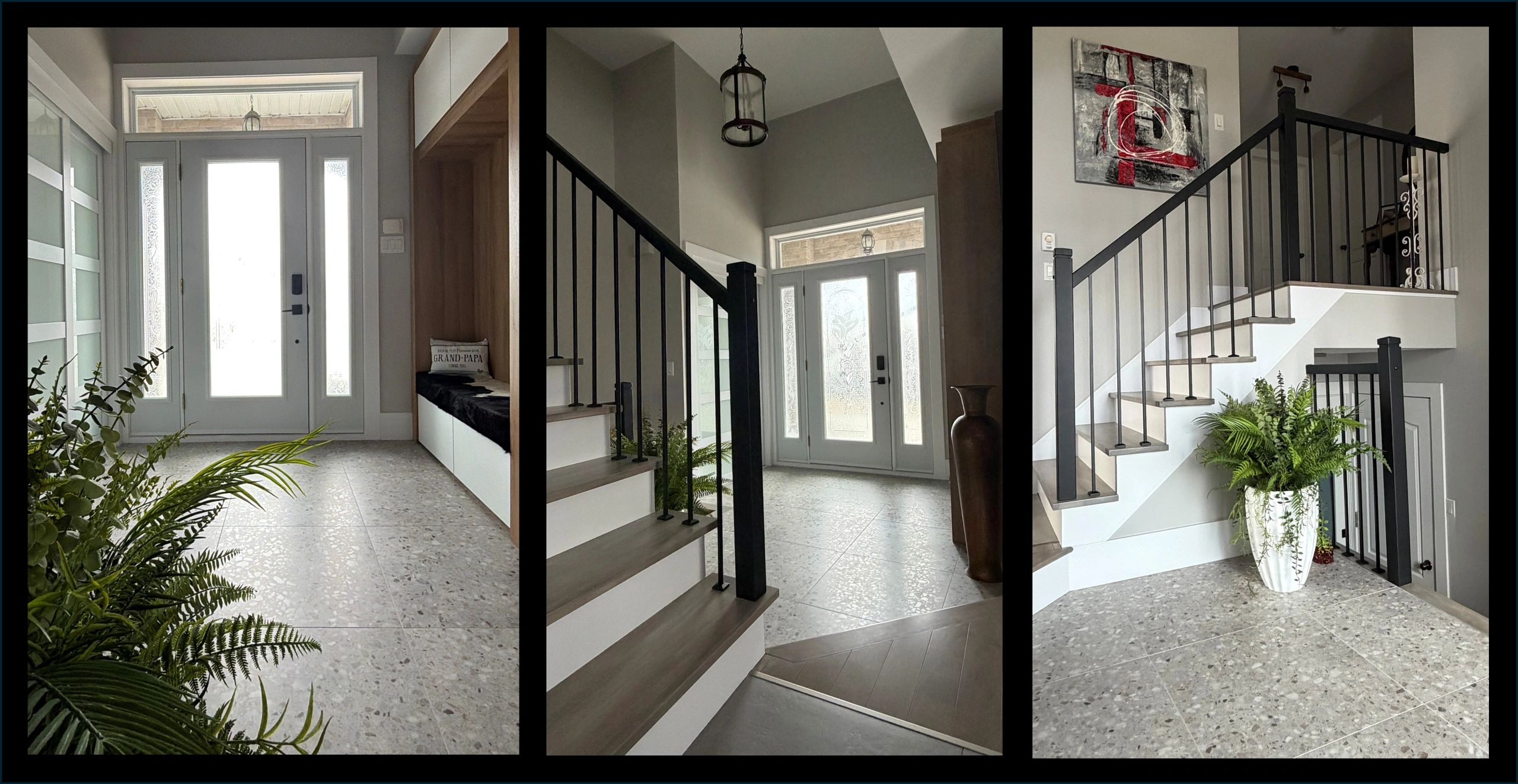 Rénovation du hall d'entrée et de l'escalier.