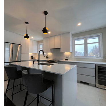 Armoires de cuisine 2 couleurs avec ilôt