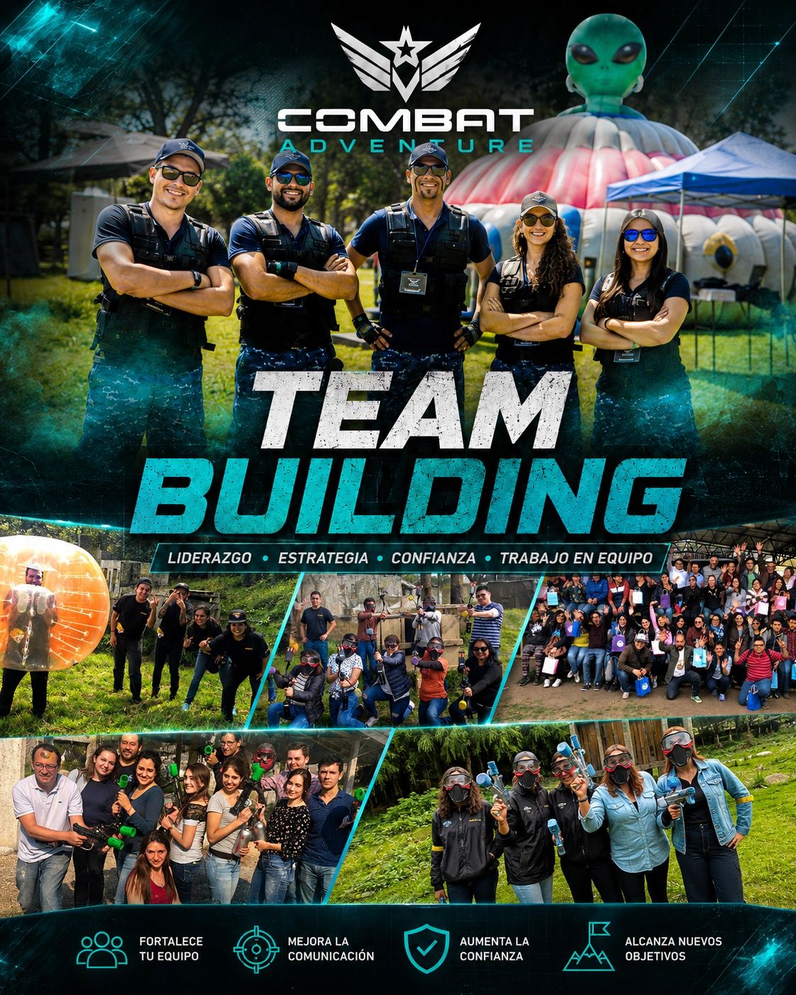 Team building event with fun outdoor activities and paintball games.