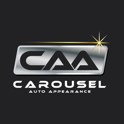 Shiny logo of Carousel Auto Appearance with metallic look and sparkle.