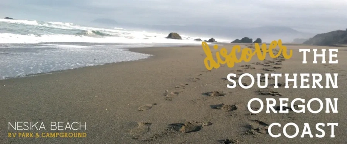 Foot prints in the sand Nesika Beach Oregon.