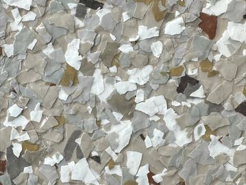 Close-up of a multi-colored terrazzo surface.