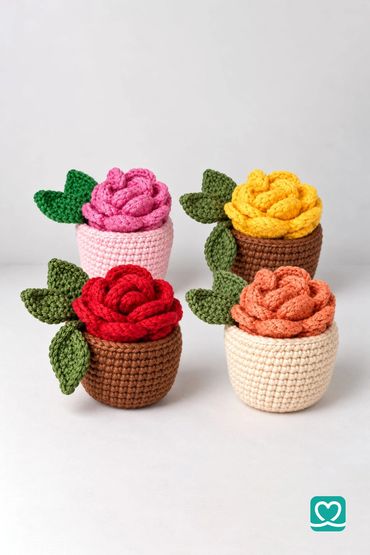 The Little Rose Garden 🌹
Bring a little bloom to your space with these charming crochet rose pots. 