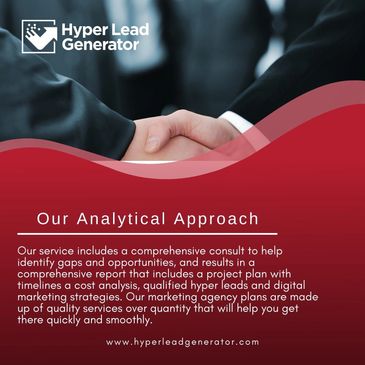 Two professionals shaking hands, symbolizing business partnership with Hyper Lead Generator logo.