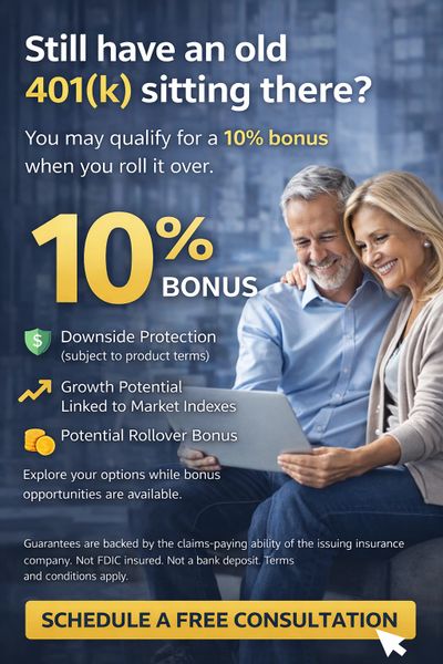 Couple exploring 401(k) rollover options with a 10% bonus offer.