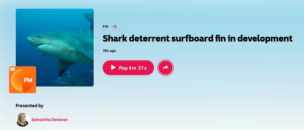 Shark deterrent surfboard fin in development