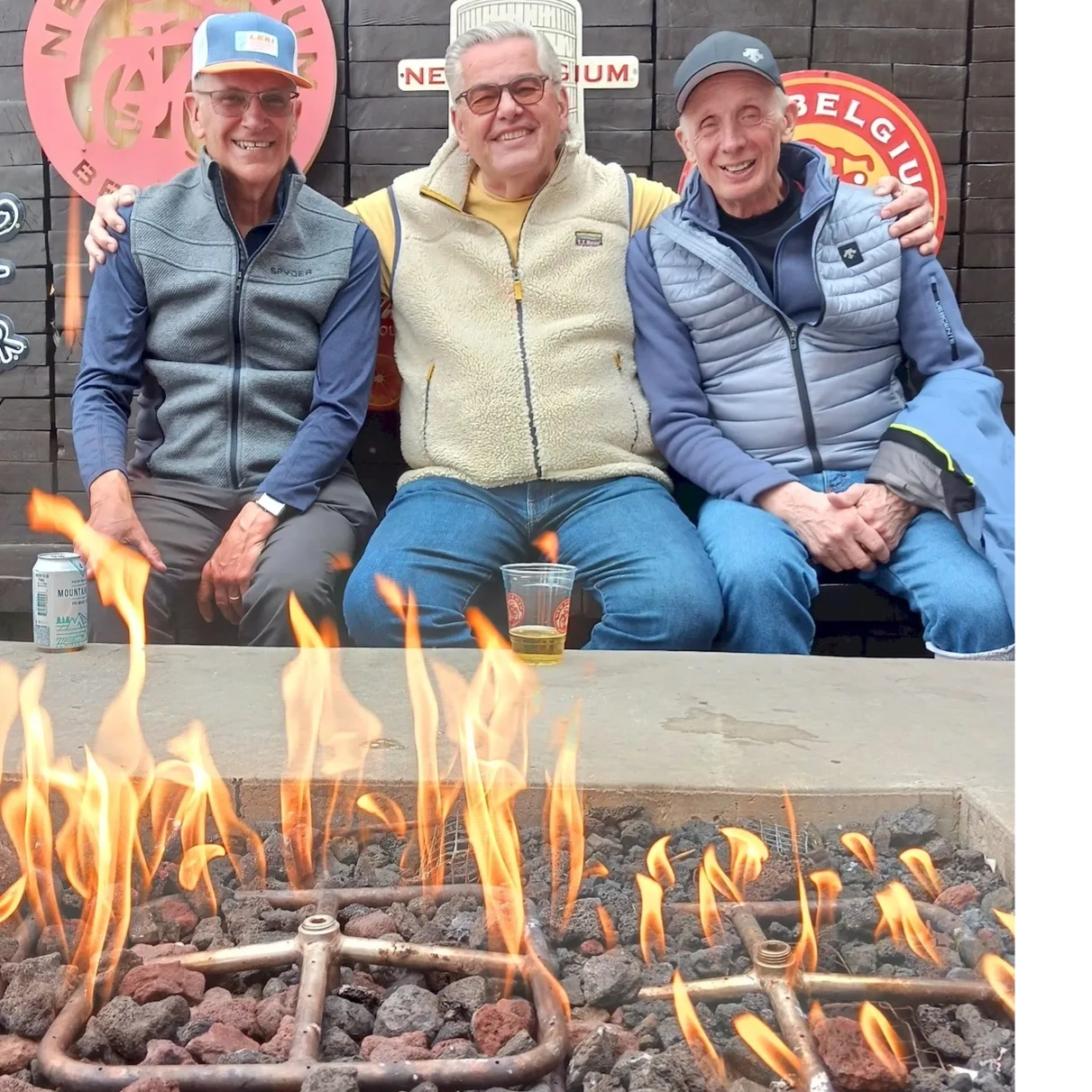 Jim, Jim, and Rick enjoying some après ski time