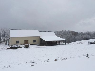 Barn, Snow, Pasture