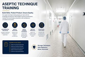 Healthcare worker walking in a sterile hospital corridor for aseptic technique training.
