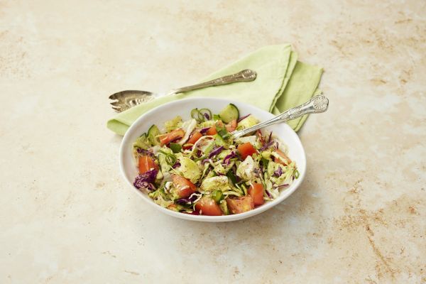 Lebanese salad with cucumber, cabbage, mint, capsicum, cos and tomato