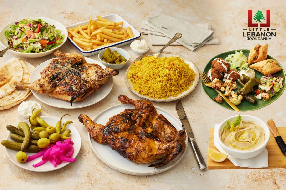 Charcoal chicken platter with Lebanese bread and toum from The Little Lebanon, Joondanna