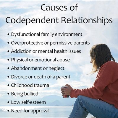 List of causes of codependent relationships with a person sitting contemplatively.