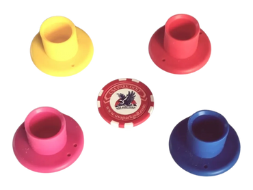 Colorful plastic park golf tees and a USA Park Golf ball marker. Starting at $10.50 a set.