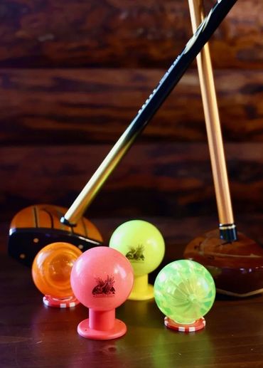 Photo of GTS-500 and PGM Park Golf Clubs with USA Park Golf Balls and XP-3 clear Park Golf Balls