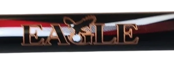 Black and red golf club shaft with "EAGLE" logo and golf ball graphic.